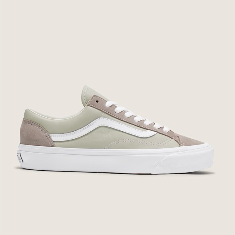 Vans Men’s  Premium Old Skool 36 LX Leather Shoes Atmosphere Grey Beige Size 3.5
